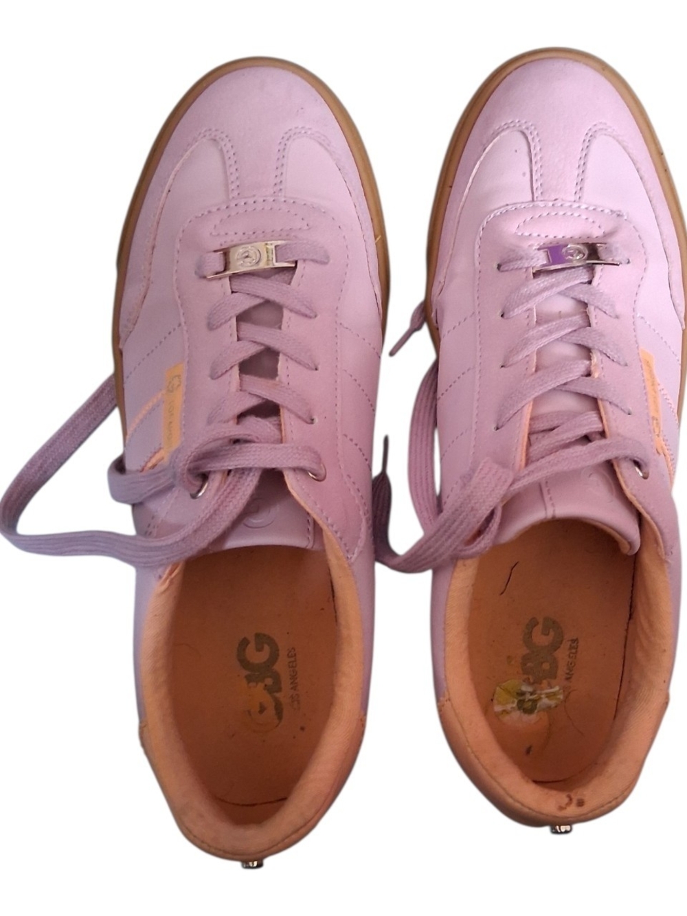 G by Guess Lavender Pink Leather Lace-Up Sneakers